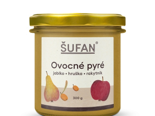 Šufan ovocné pyré - jablko, hruška ,rakytník 300g