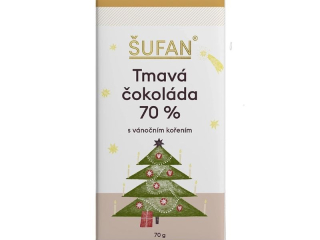 Šufan BIO tmavá čokoláda 70% s vánočním kořením 70 g